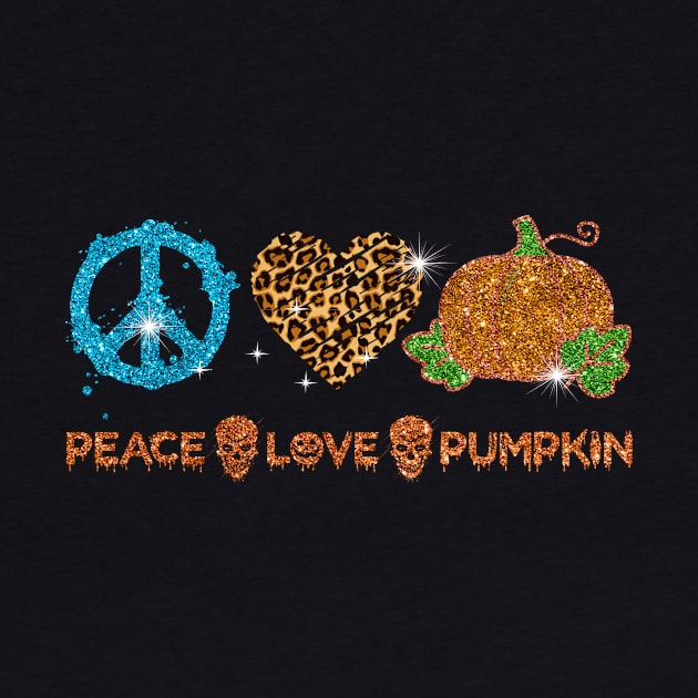 Halloween Peace Love Pumpkin Fall Girls Kids Gift Heart Leopard by folidelarts